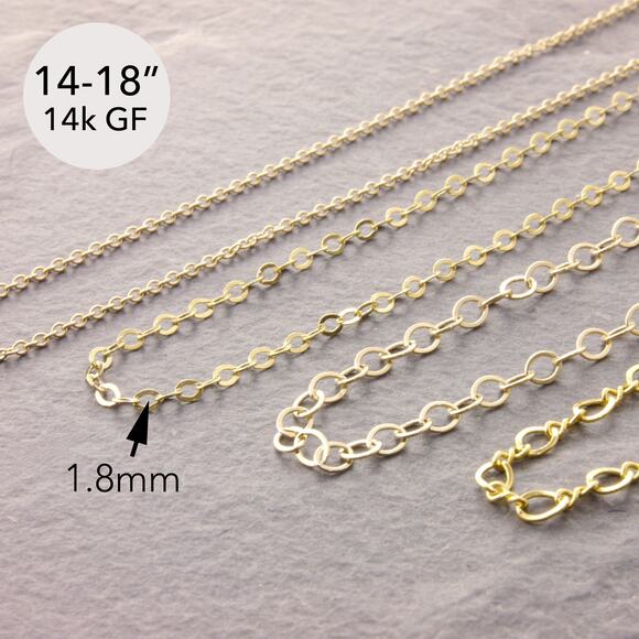 14/16/18" Delicate Chain Necklace, gold thin chain, gold choker (355-1gf-sp) - Picture 1 of 6